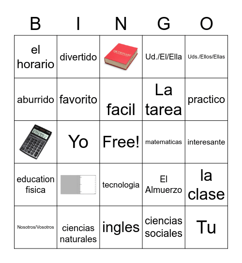 BINGO ESPANOL Bingo Card