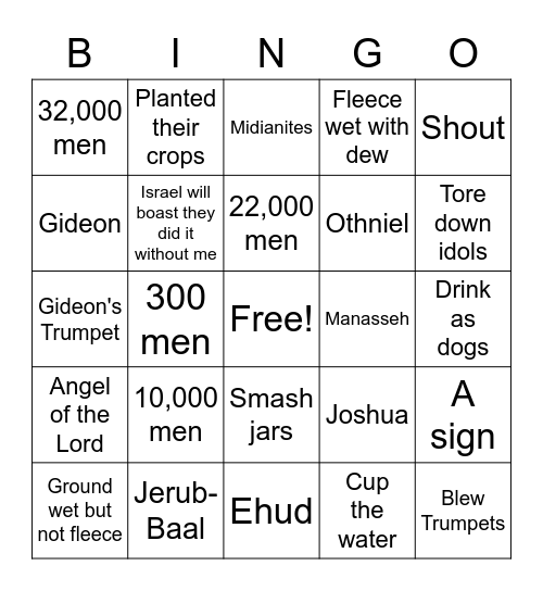 Judges 6 & 7 Bingo Card
