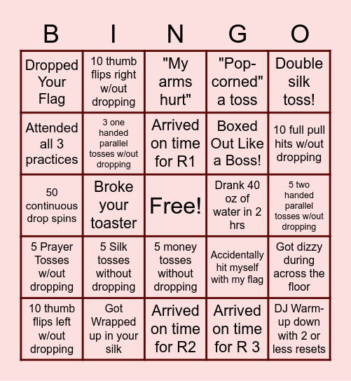 CHS Guard BINGO Card