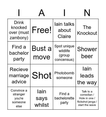 Iain Bingo Card