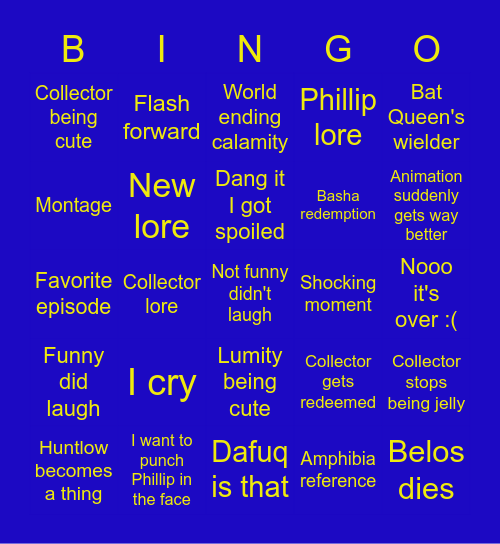 Watching and Dreaming bingo Card