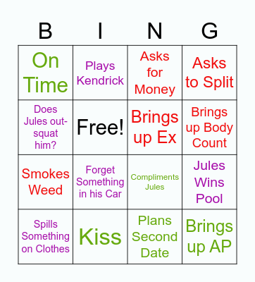 Date Bingo! Bingo Card