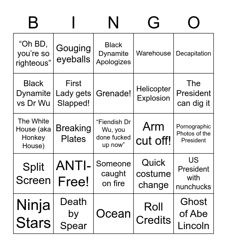 Black Dynamite - Round 3 Bingo Card