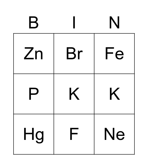 Quimica Bingo Card