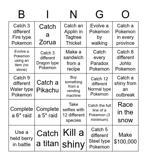 Scarlet/Violet Bingo Card