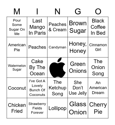 Eats and Sweets 1 Bingo Card