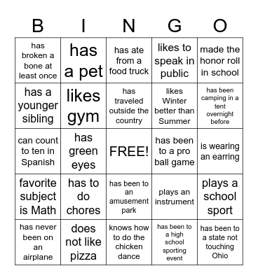 Youth Group Bingo! Bingo Card