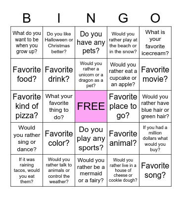 Getting to Know You Bingo Card