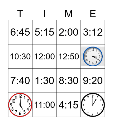 Time Sheet Bingo Card