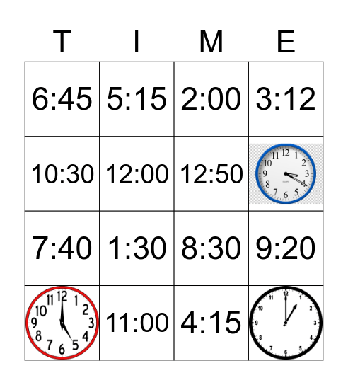 Time Sheet Bingo Card