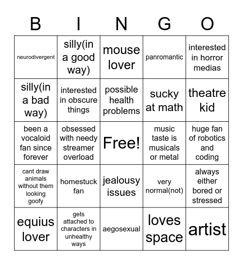 valentine's bingo thingy (how similar u are to me) Bingo Card