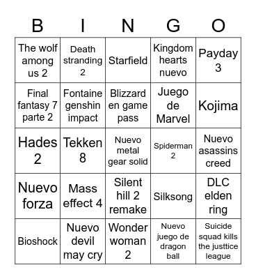 No e3 Bingo Card