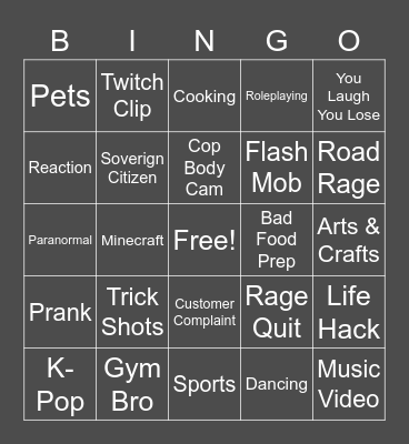 @TableTopDown's Viral Video Bingo Card