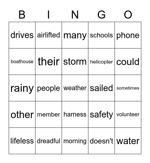 The Lifeboat Crew Bingo Card