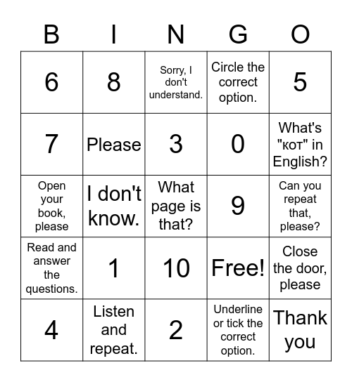 Let's start! Bingo Card