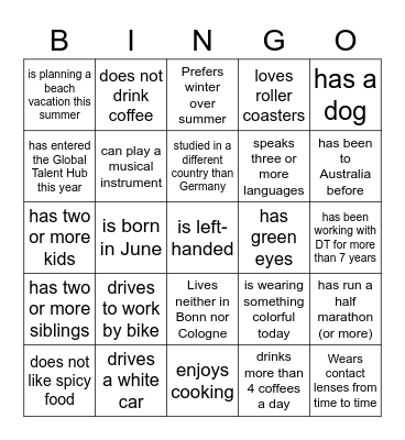 Find someone who... Bingo Card