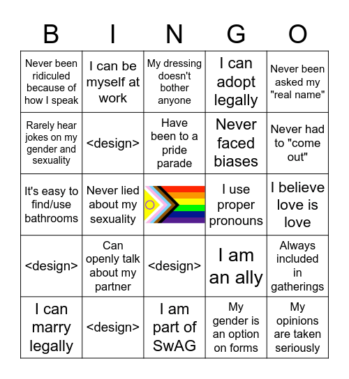 Pride Bingo! Bingo Card