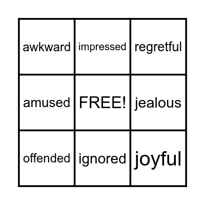 BINGO: FEELINGS & EMOTIONS Bingo Card