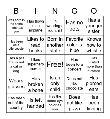Get To Know You Bingo! Bingo Card