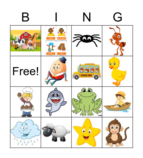 Nursery Rhyme Bingo Card