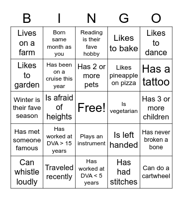 R1 Icebreaker BINGO Card