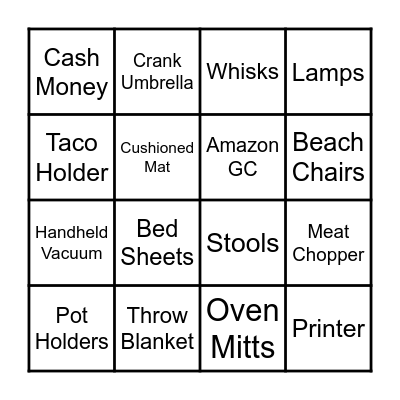 Bridal Shower BINGO Card