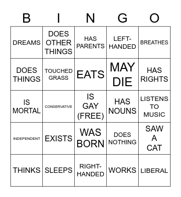 Gay Bingo Card