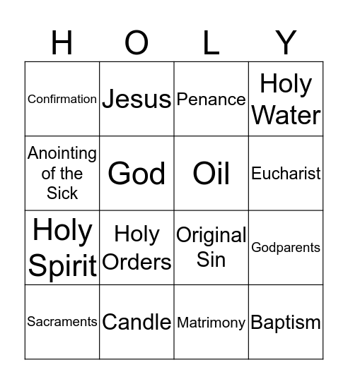 Sacrament Bingo! Bingo Card