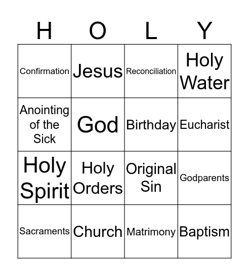 Sacrament Bingo! Bingo Card