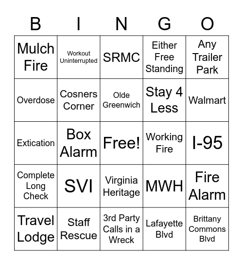 Bellevue Heights Bingo Card