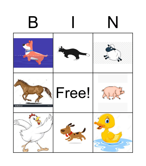 Animales de la Granja-movimientos Bingo Card