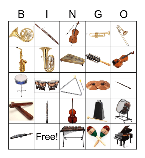 Music Instruments Bingo Card