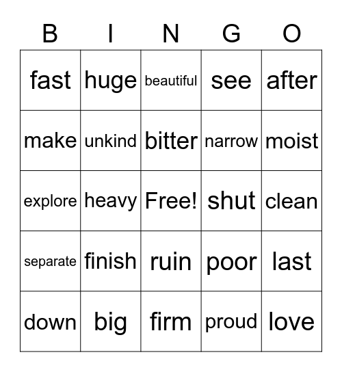 "Nym" Bingo Card