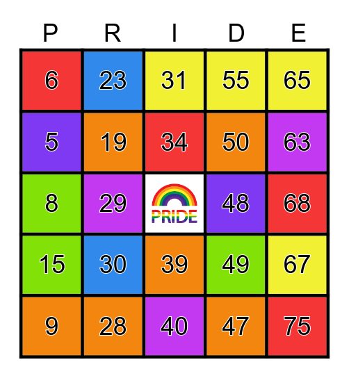 *~*NLHS PRIDE BINGO*~* Bingo Card