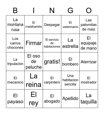 Espanol 2 Examen Final Bingo Card