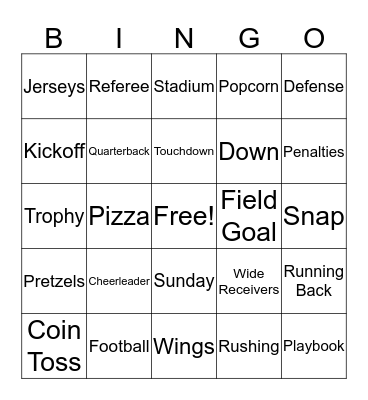 Super Bowl 50 Bingo Card