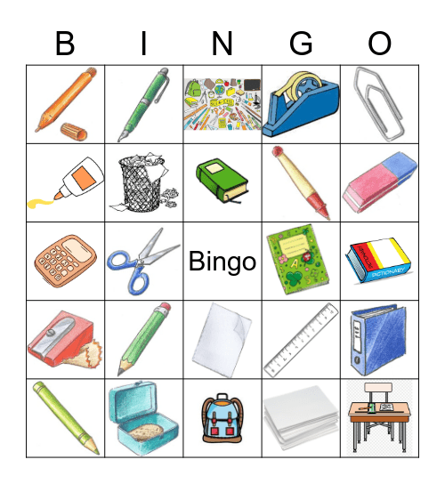 Schulsachen Bingo Card