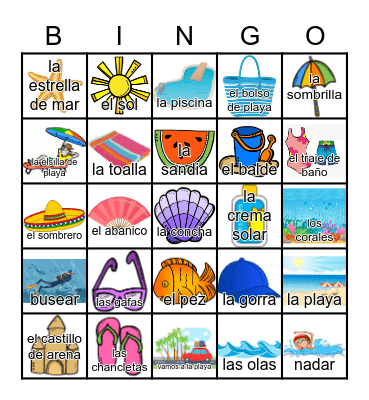 VERANO - La playa Bingo Card