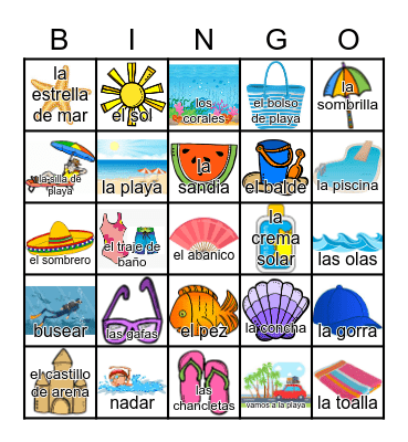 VERANO - La playa Bingo Card