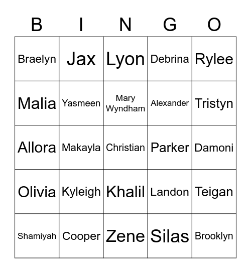 END OF YEAR BINGO Card