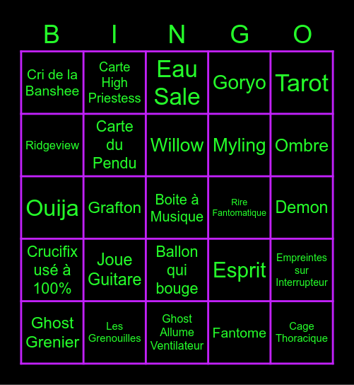 BINGO PHASMO MRTIBOUTE Bingo Card