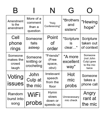 UMCSC 2023: Hewing with Jesus Bingo Card