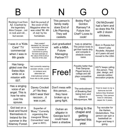 Find the FA Bingo Card