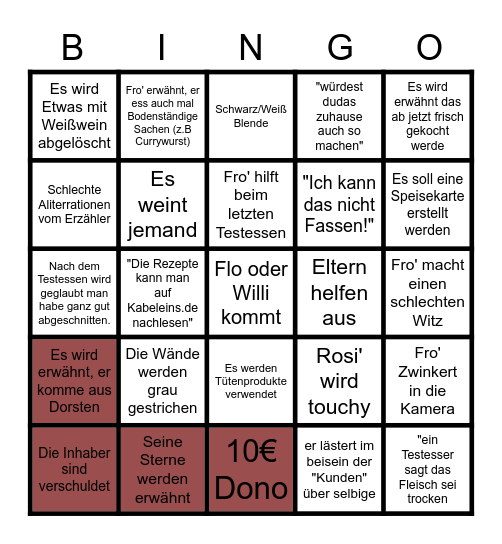 Filows Fro' Bingling Bingo Card