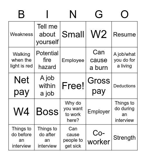 Review Bingo Card