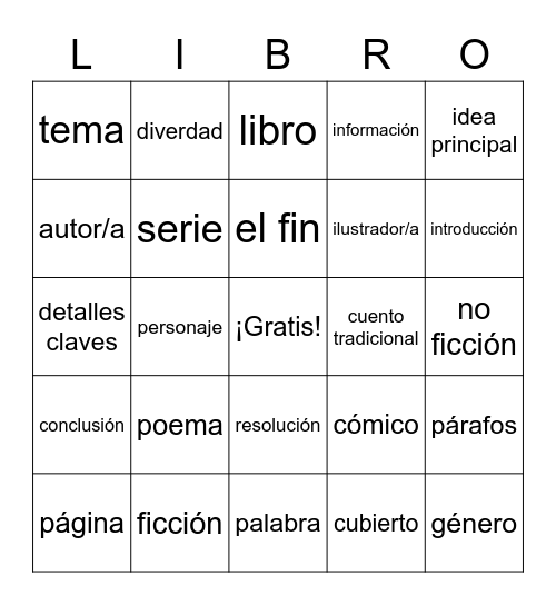 Libros Bingo Card