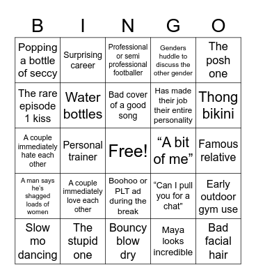 LOVE ISLAND BINGO Card