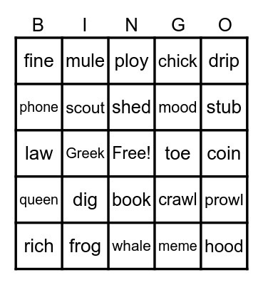 ORANGE Bingo Card