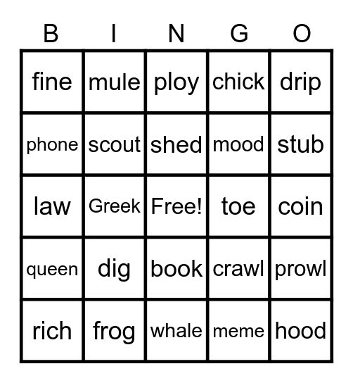 ORANGE Bingo Card