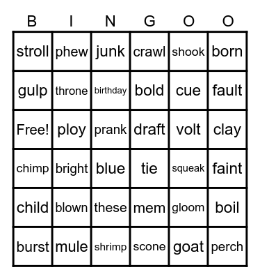 Yellow Bingo Card